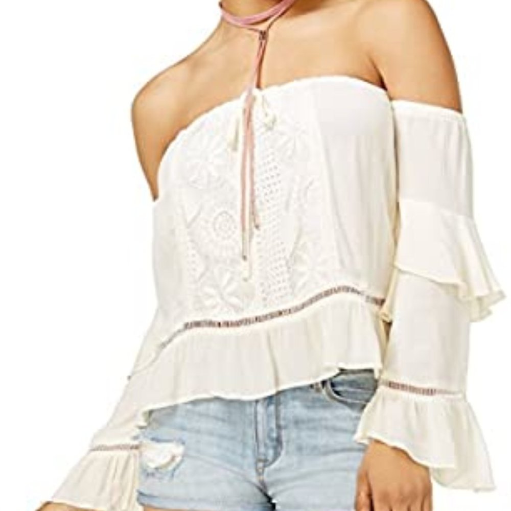 American Rag Boho Off the Shoulder Top M